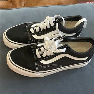 Vans Old Skool Black and White Low-Top Shoes, worn once